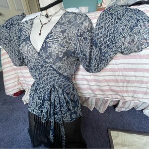 Ralph Lauren 100% silk wrap fairy blouse